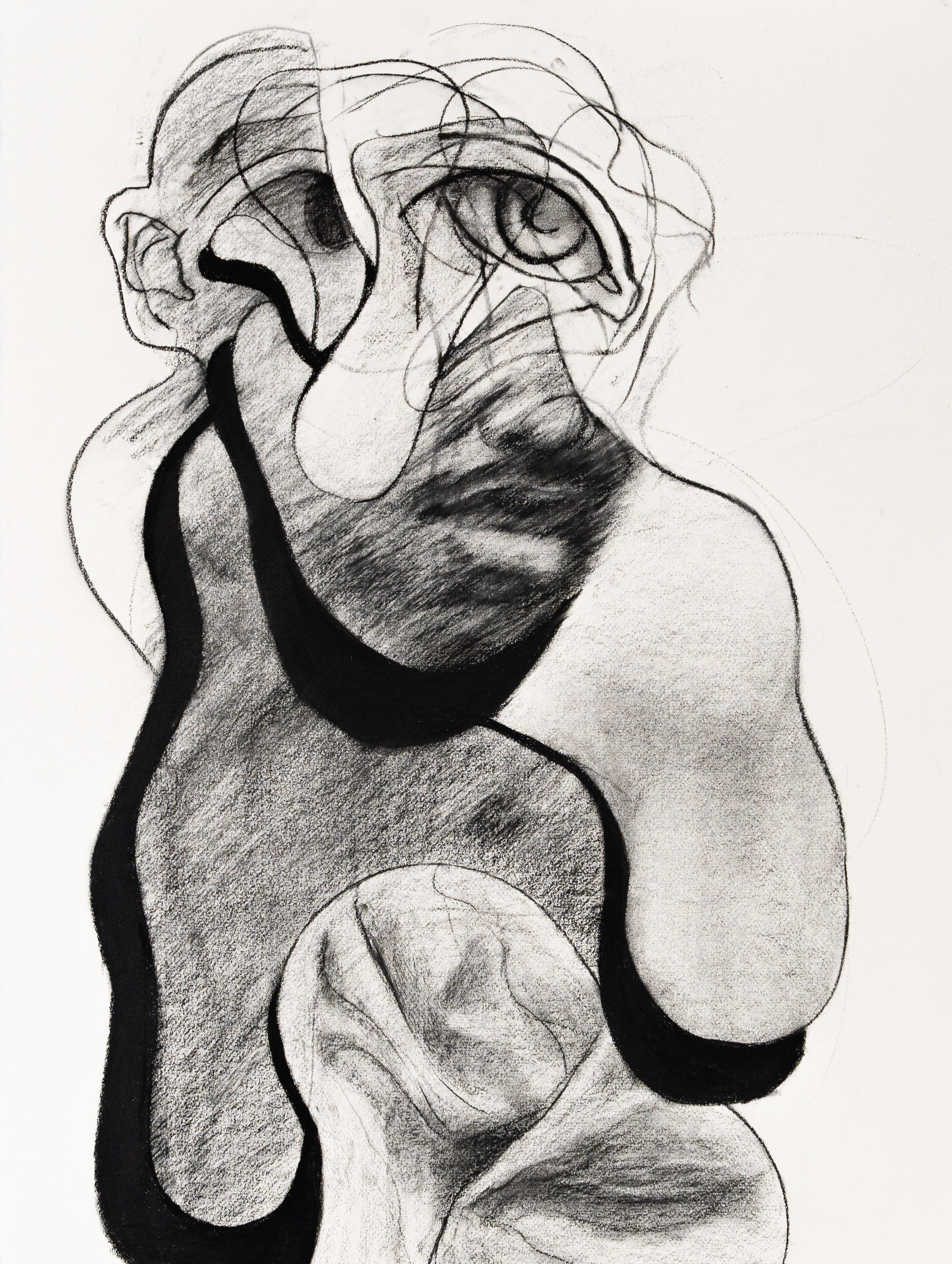  “Body Dysmorphia Portrait Study” (2022)  Charcoal on Paper 76cm x 57cm 