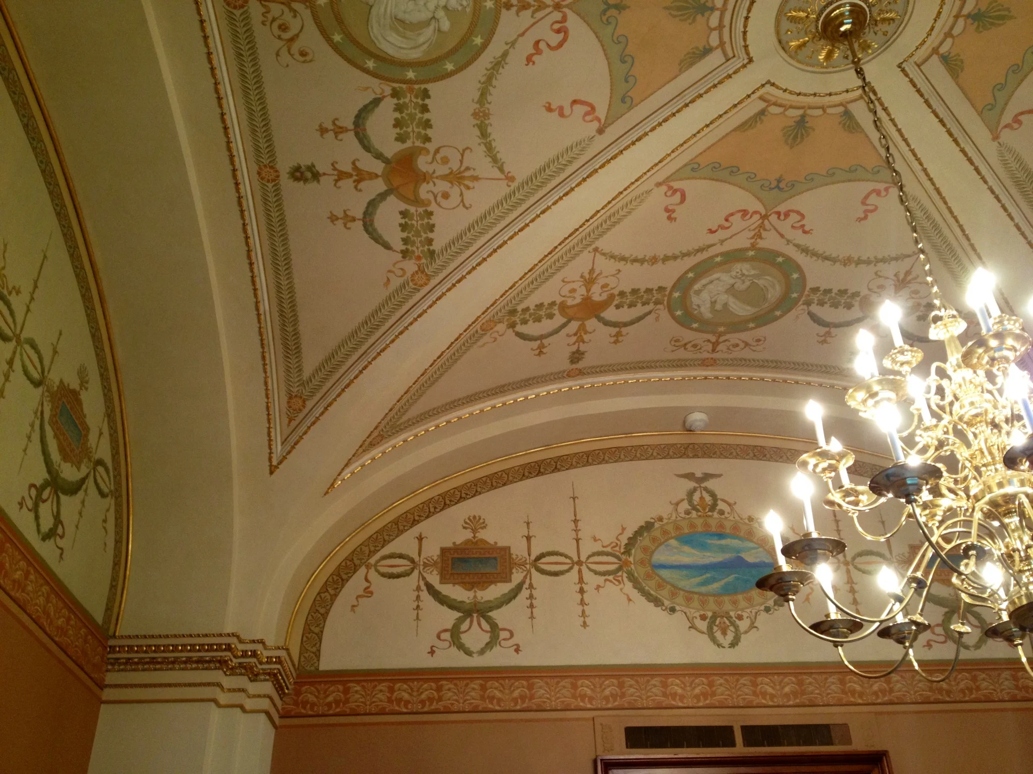 Painted design on a plaster ceiling - overall view 