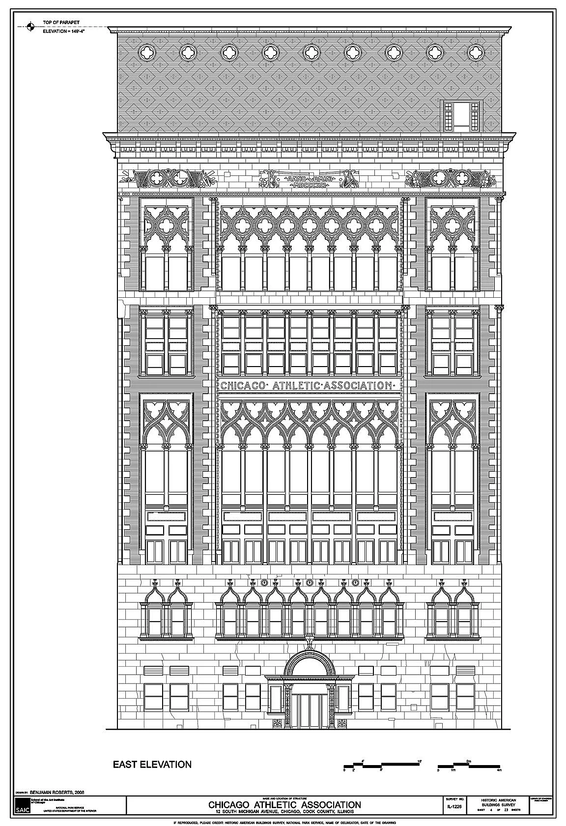  Measured drawing using VectorWorks computer-aided design software. 