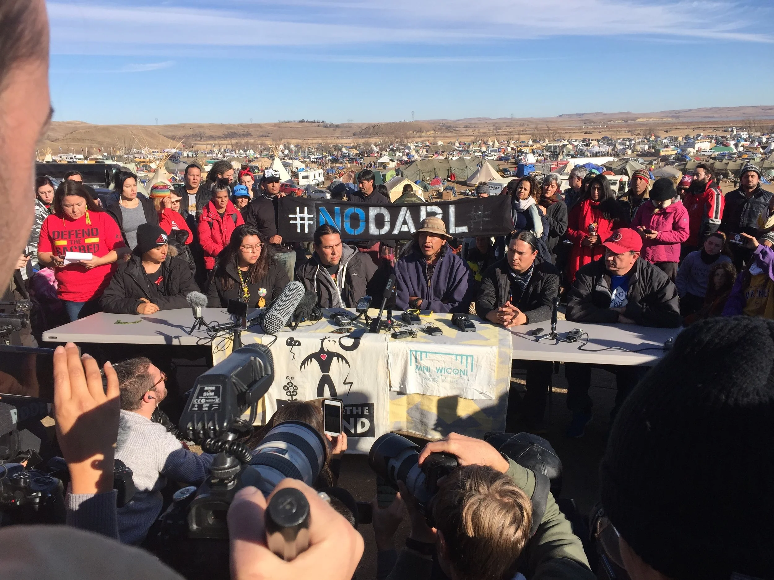  Press conference with Water Protector leadership.    