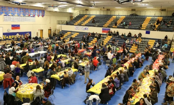 Standing Rock High School gymnasium, venue for the feast.