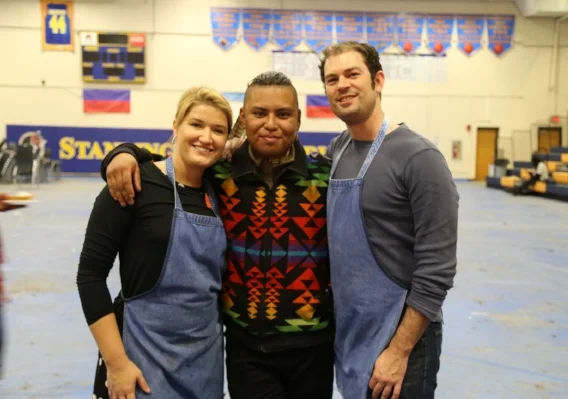  Jill Calson and Lawrence Schlosser (son of Judy), Oakland,&nbsp;CA.&nbsp;with Fixico, a Water Protector from Oklahoma.&nbsp; 