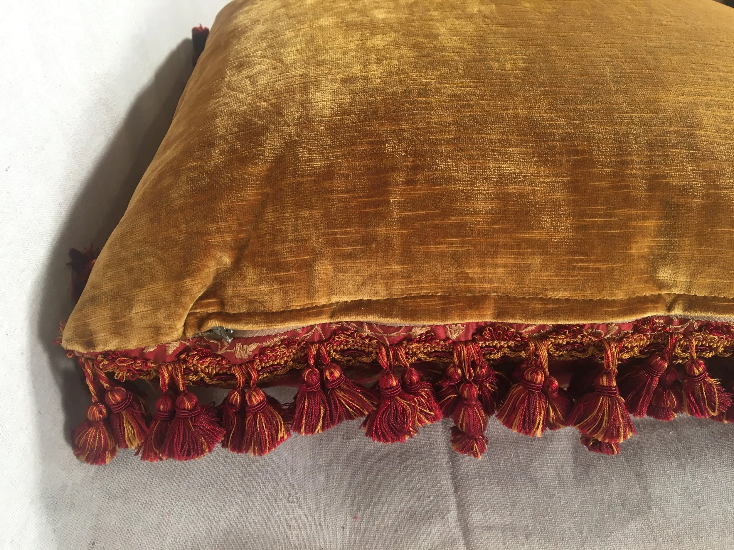 Antique Embroidered Silk Pillow