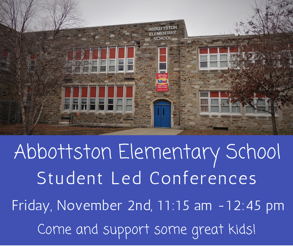 Abbottston Elementary needs adult volunteers to meet one on one with their students so that they can show off their work. There will be two rounds of conferences, so if you can't stay for the whole time that’s okay. You do not need to sign up ahead of time, just come to the school at 1300 Gorsuch Avenue. Come meet the scholars, encourage them, and let them brag a little about their academic accomplishments!