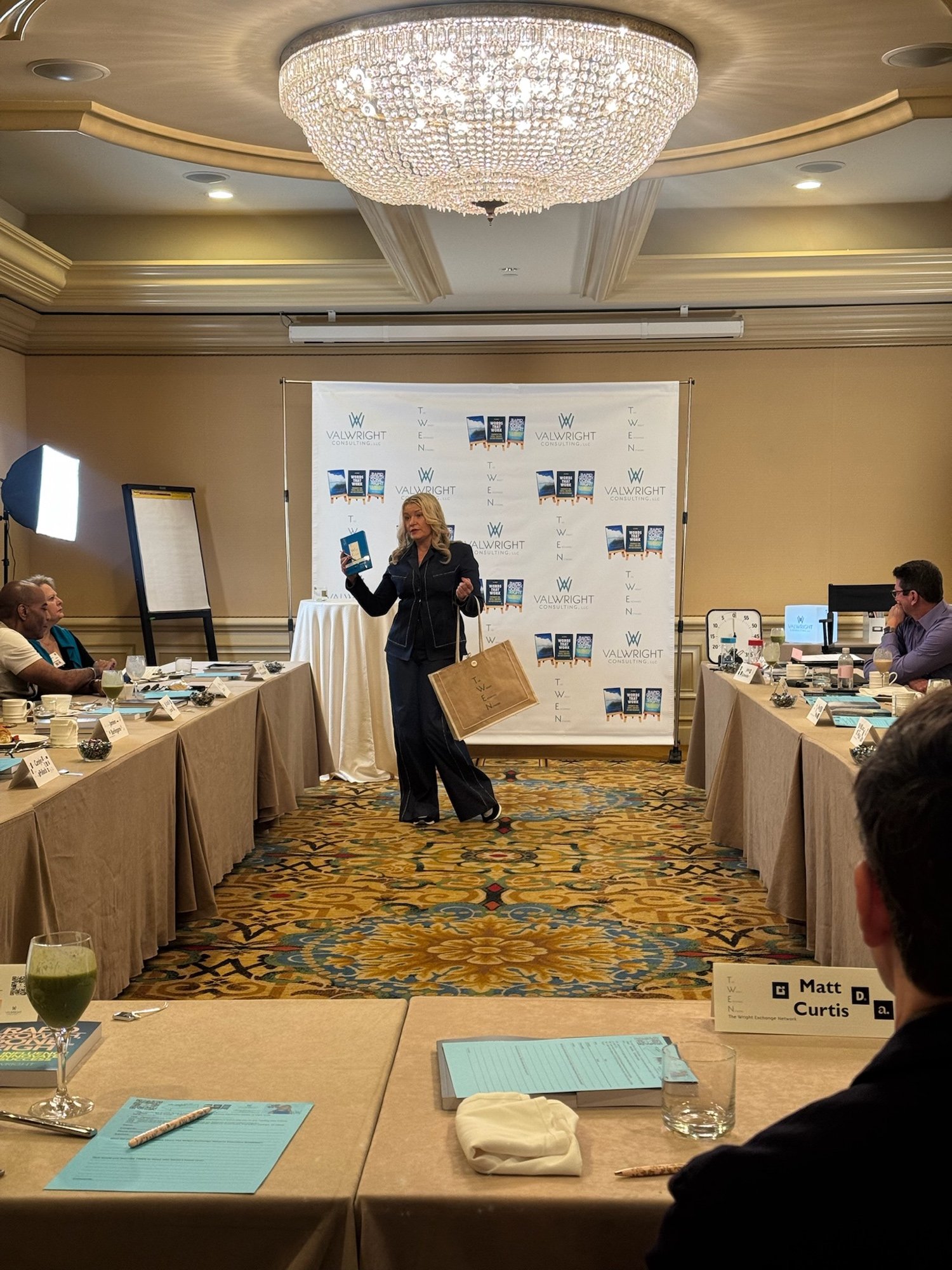 Val Wright presenting at The Langham