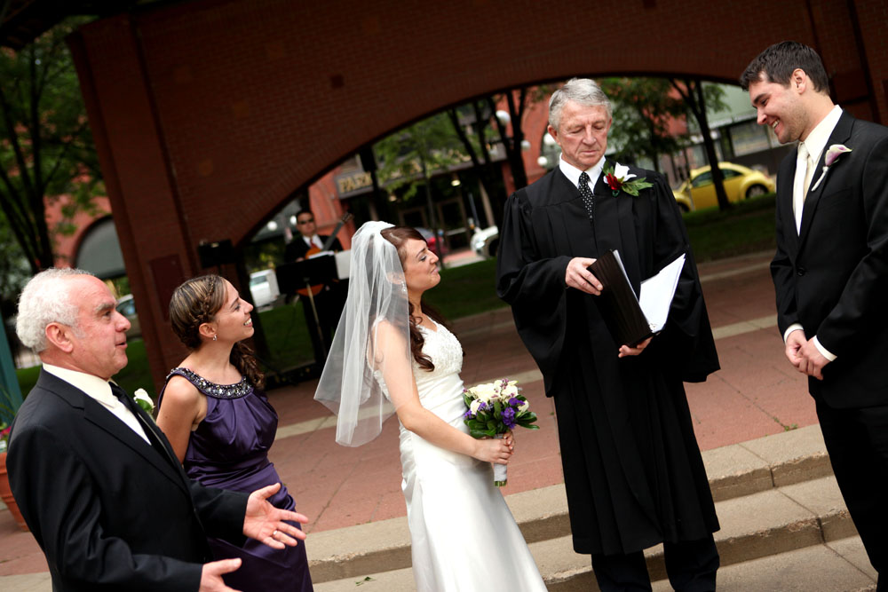  Wedding ceremony at Mear's Park in lowertown St. Paul, MN. 