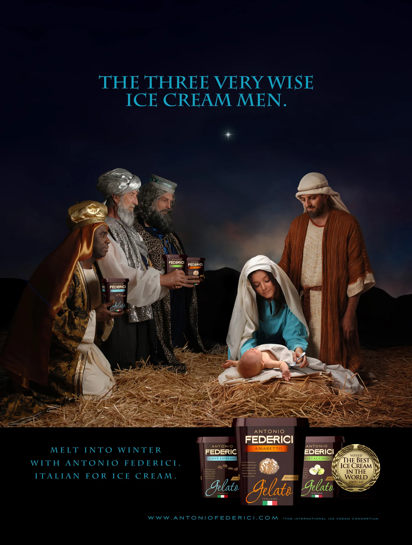 THE THREE VERY WISE ICE CREAM MEN. ANTONIO FEDERICI ICE CREAM IS OUR RELIGION CAMPAIGN 2011.jpg
