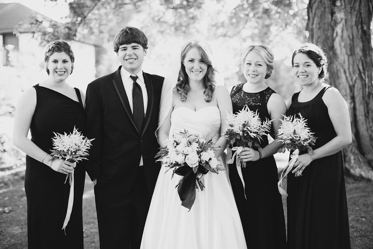 elegant black and white wedding with rustic details