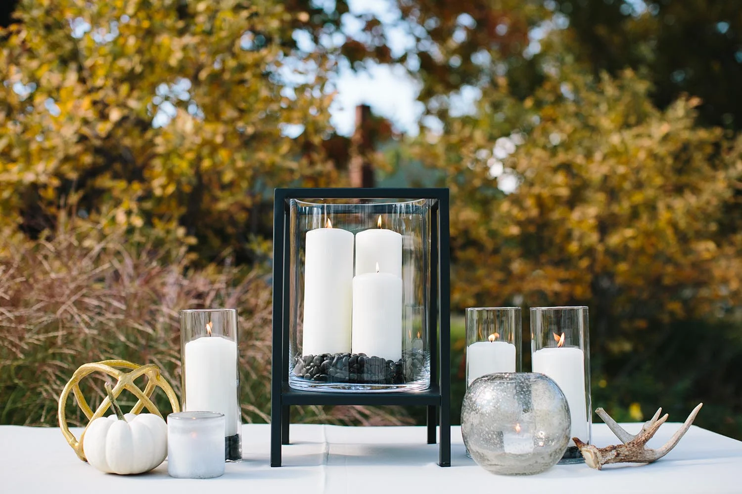 candles and modern rustic decor