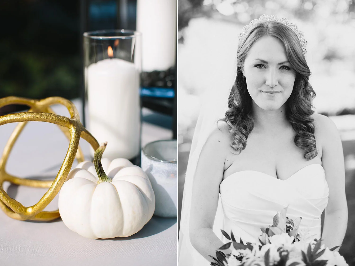white pumpkins wedding details