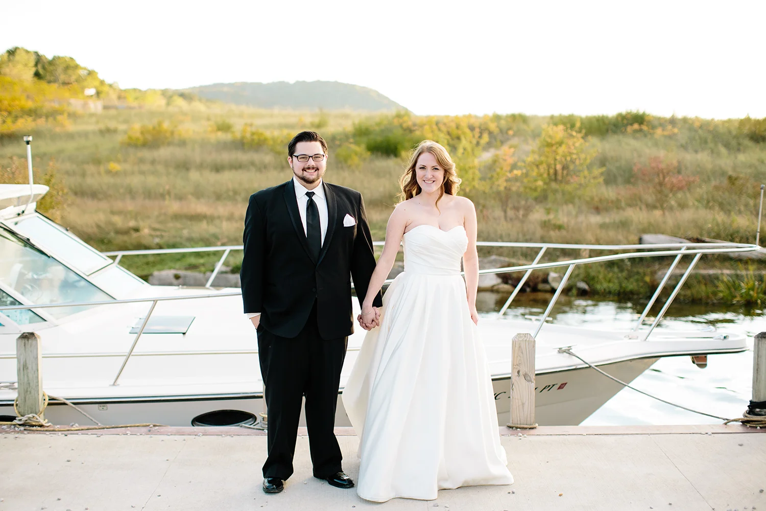 bride and groom yacht