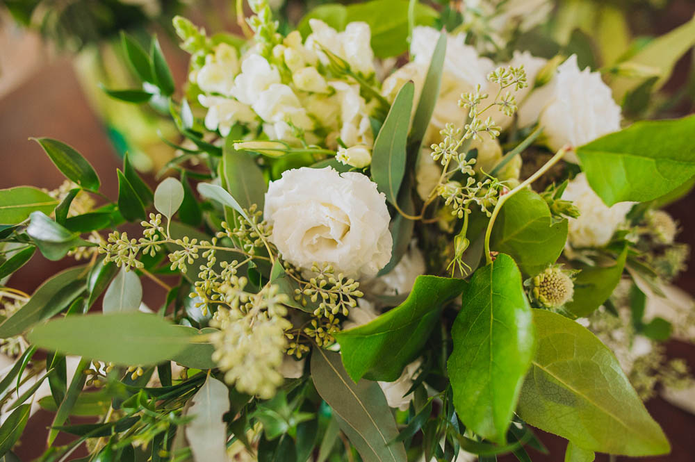 white flowers with lots of greenery