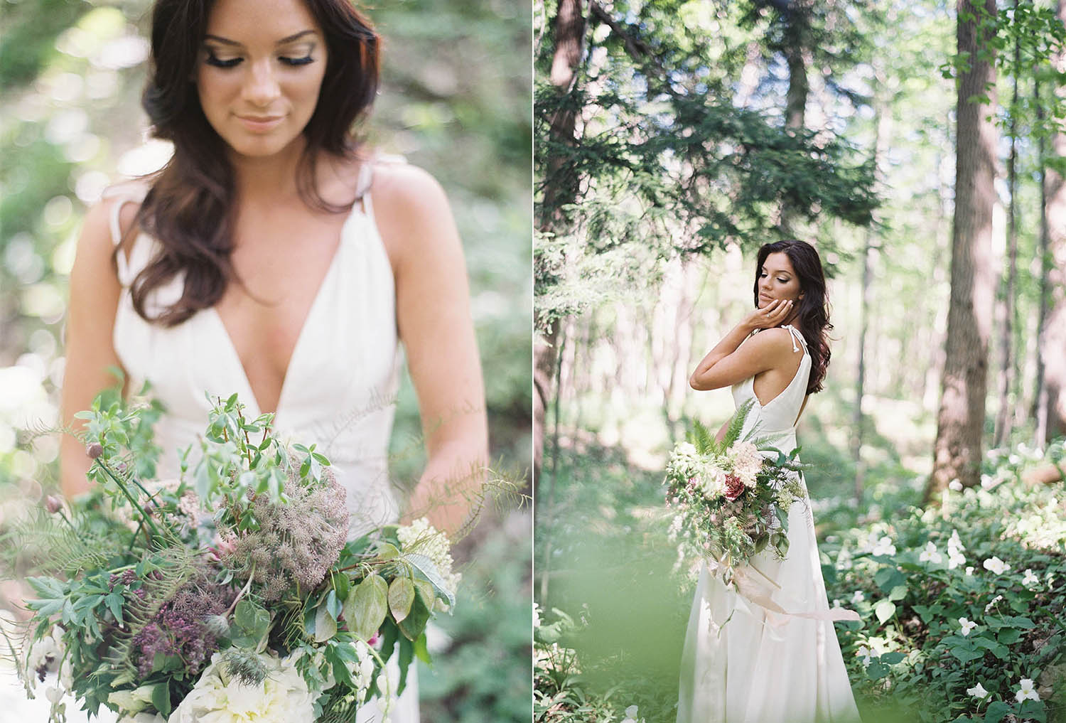 trillium inspired forest bridal shoot