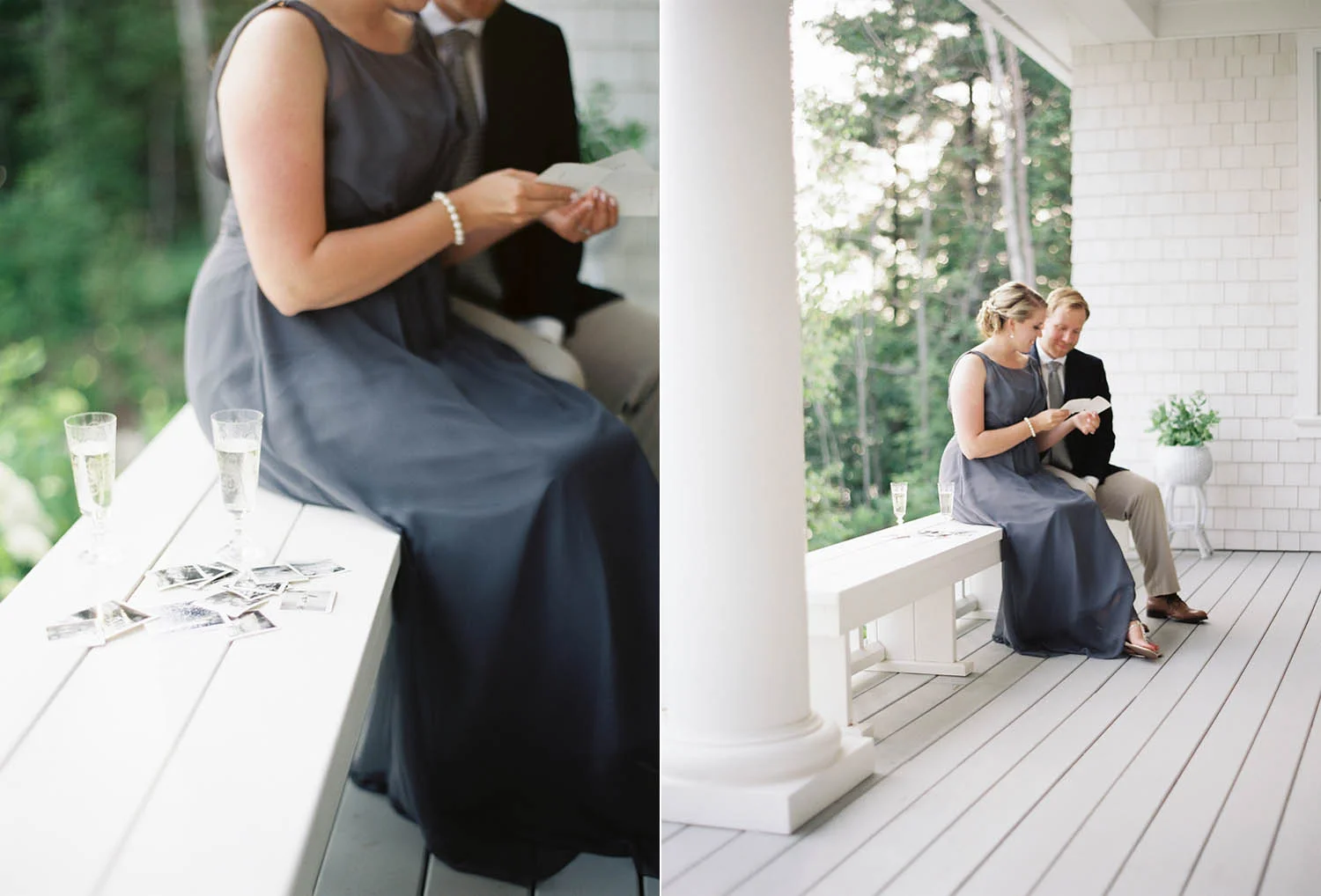 couple looks through heirloom photos