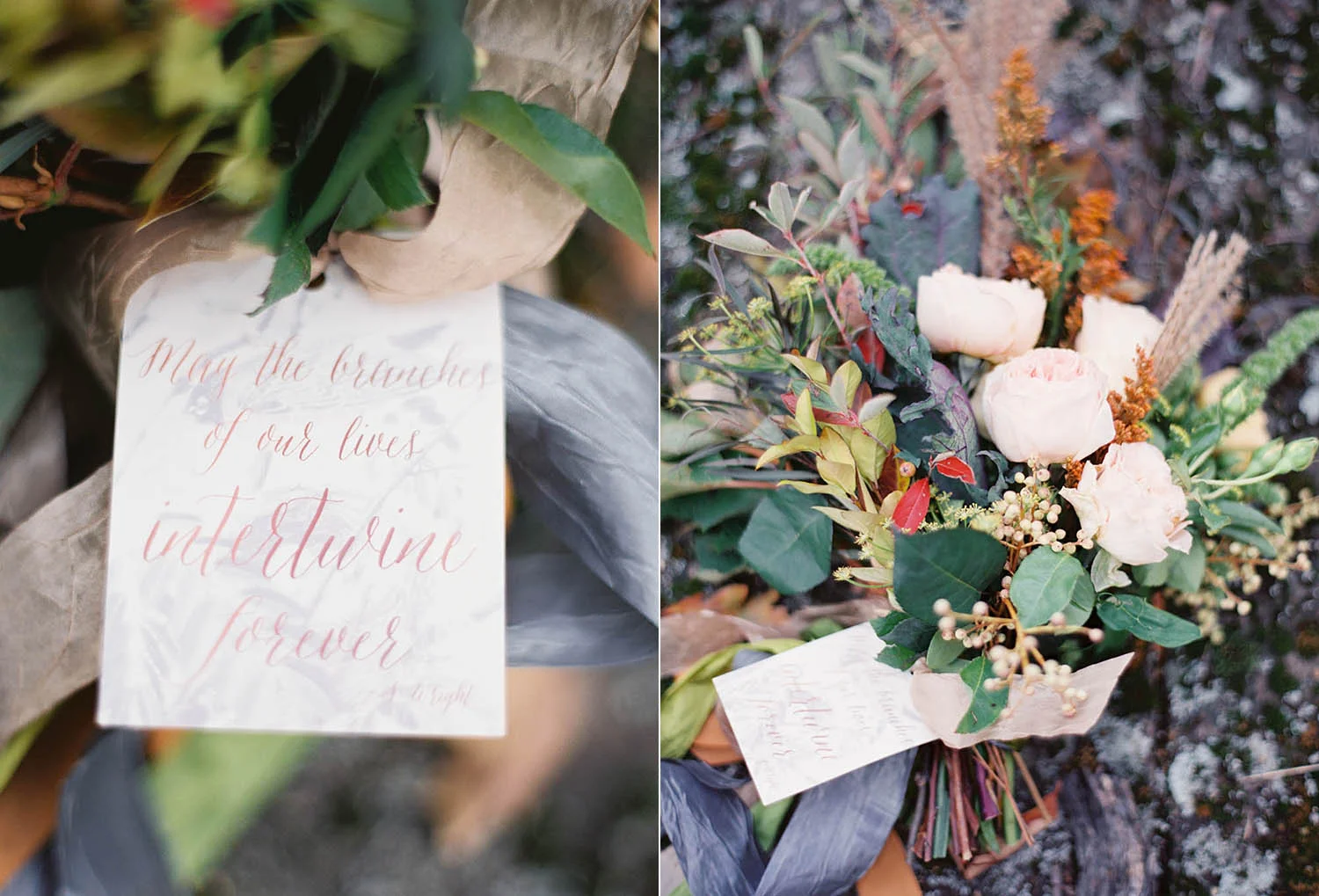 beautiful fall rose bouquet with greenery