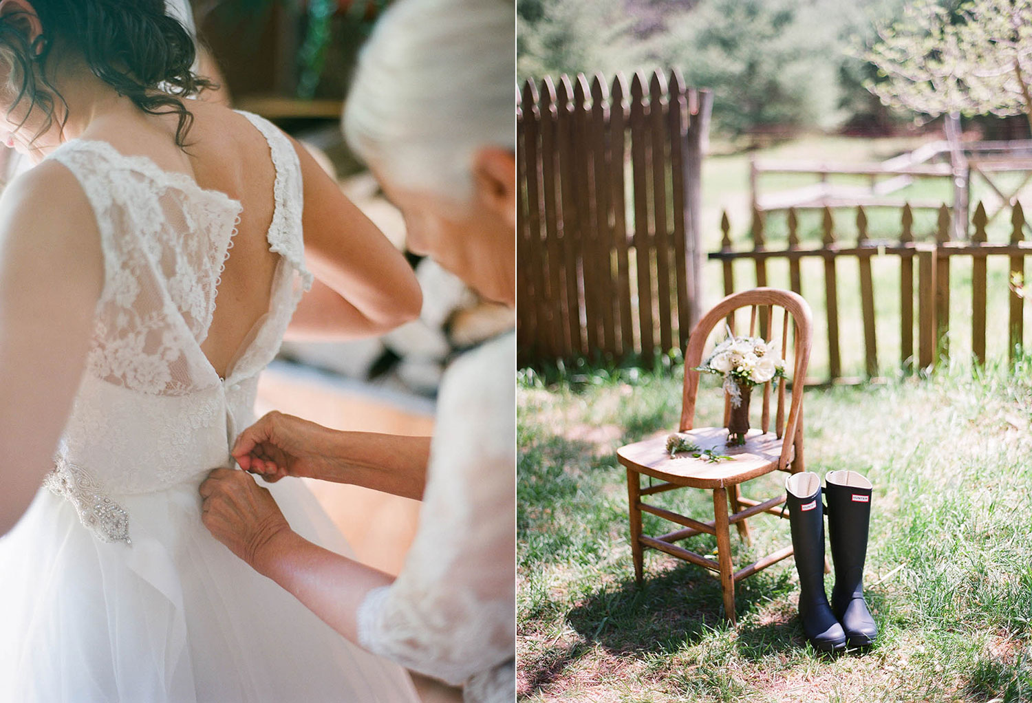 wedding prep and hunter boots