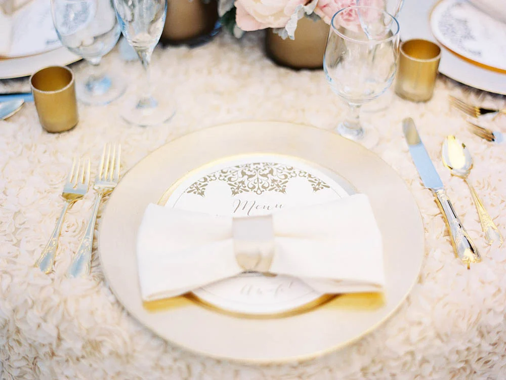 textured cream and gold tablescape