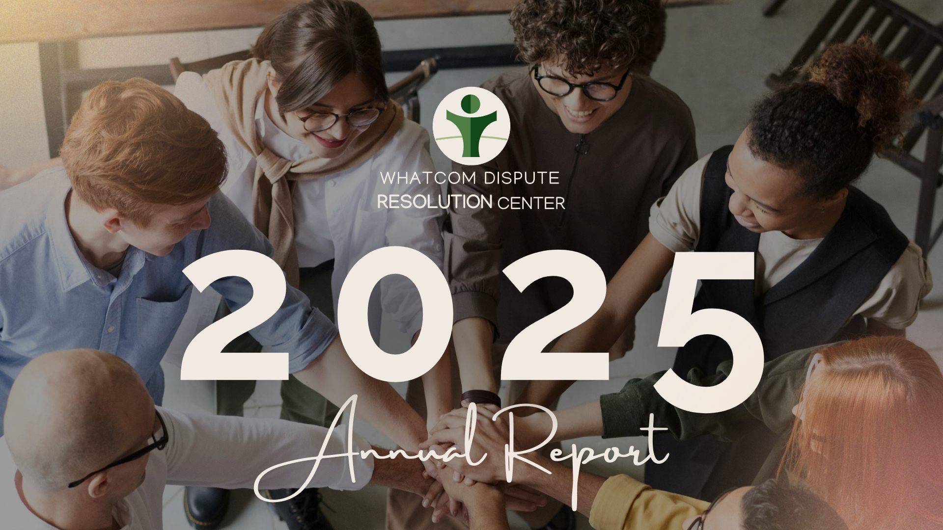 WDRC's 2025 Annual Report cover image, featuring a group of people with their hands in a circle