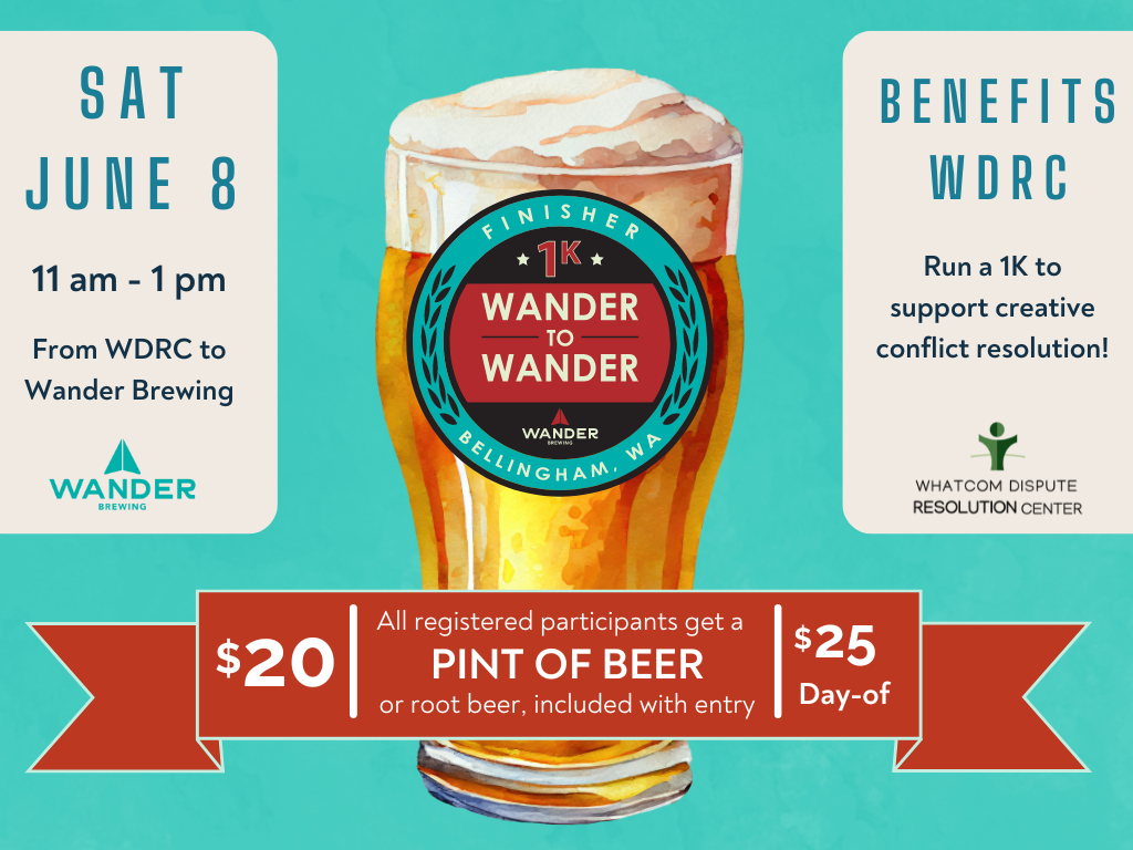 Cartel digital Wander to Wander 1K con un vaso de cerveza e información sobre la carrera