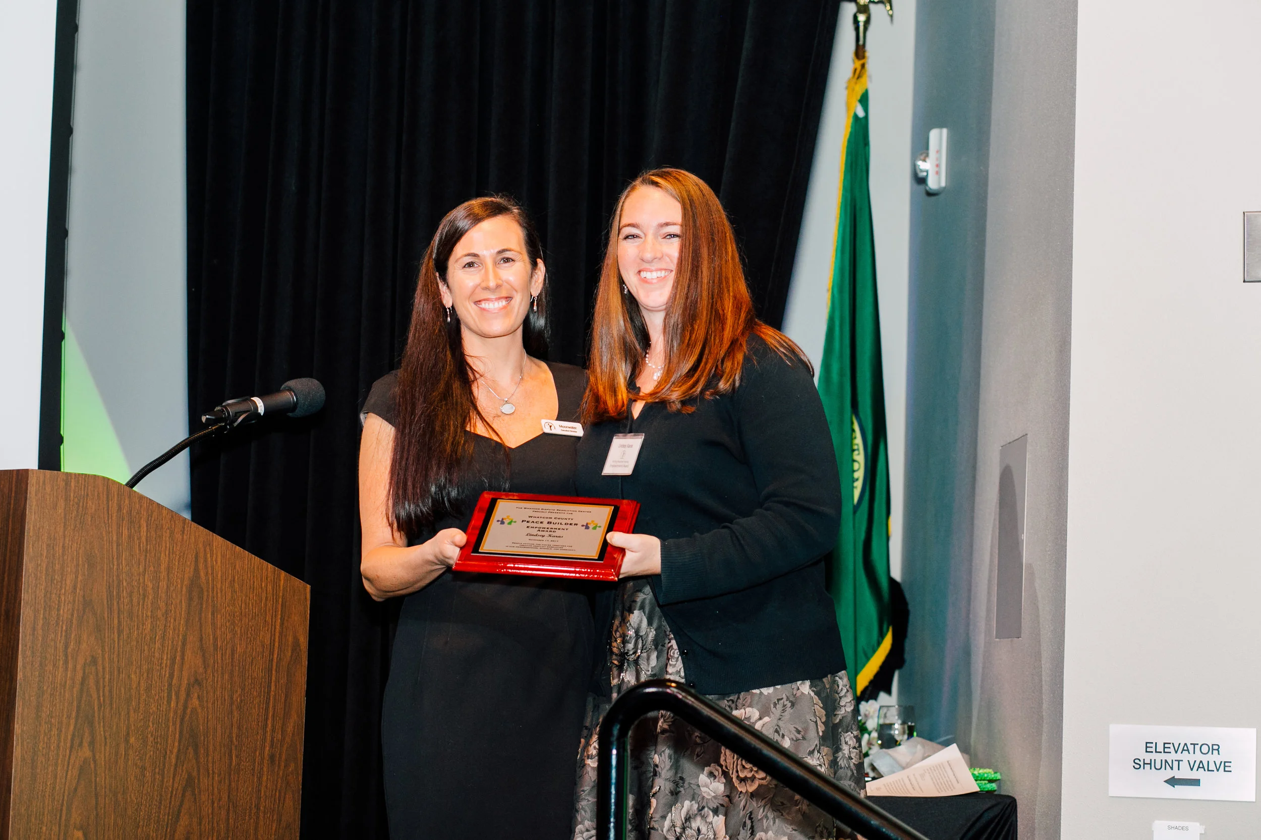 Moonwater and Lindsey Karas at the 2017 Peace Builder Awards
