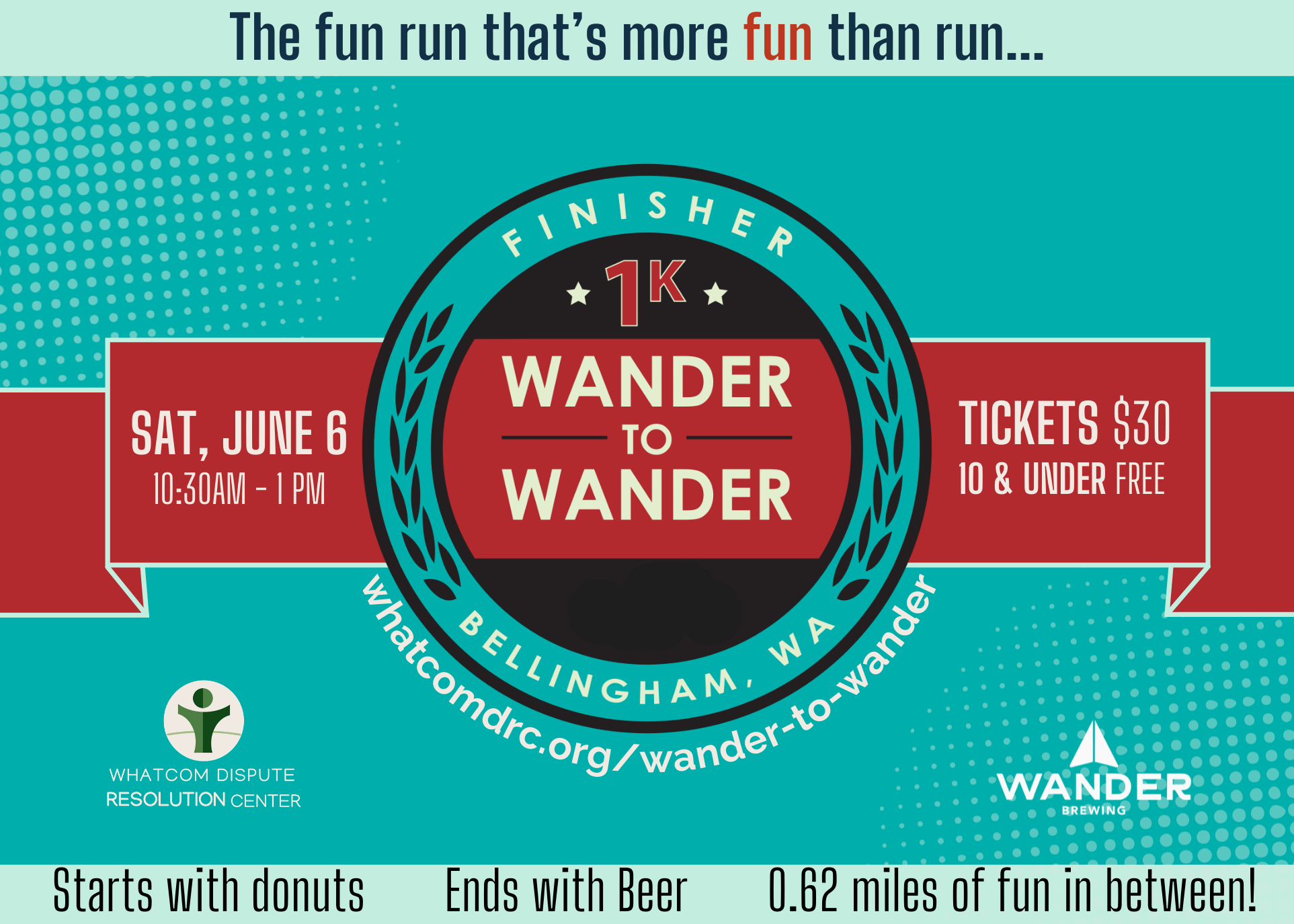 1k ਘੁੰਮਣ ਲਈ ਸ਼ਨੀਵਾਰ 6 ਜੂਨ ਨੂੰ ਟਿਕਟਾਂ $30, 10 ਅਤੇ ਇਸ ਤੋਂ ਘੱਟ ਮੁਫ਼ਤ