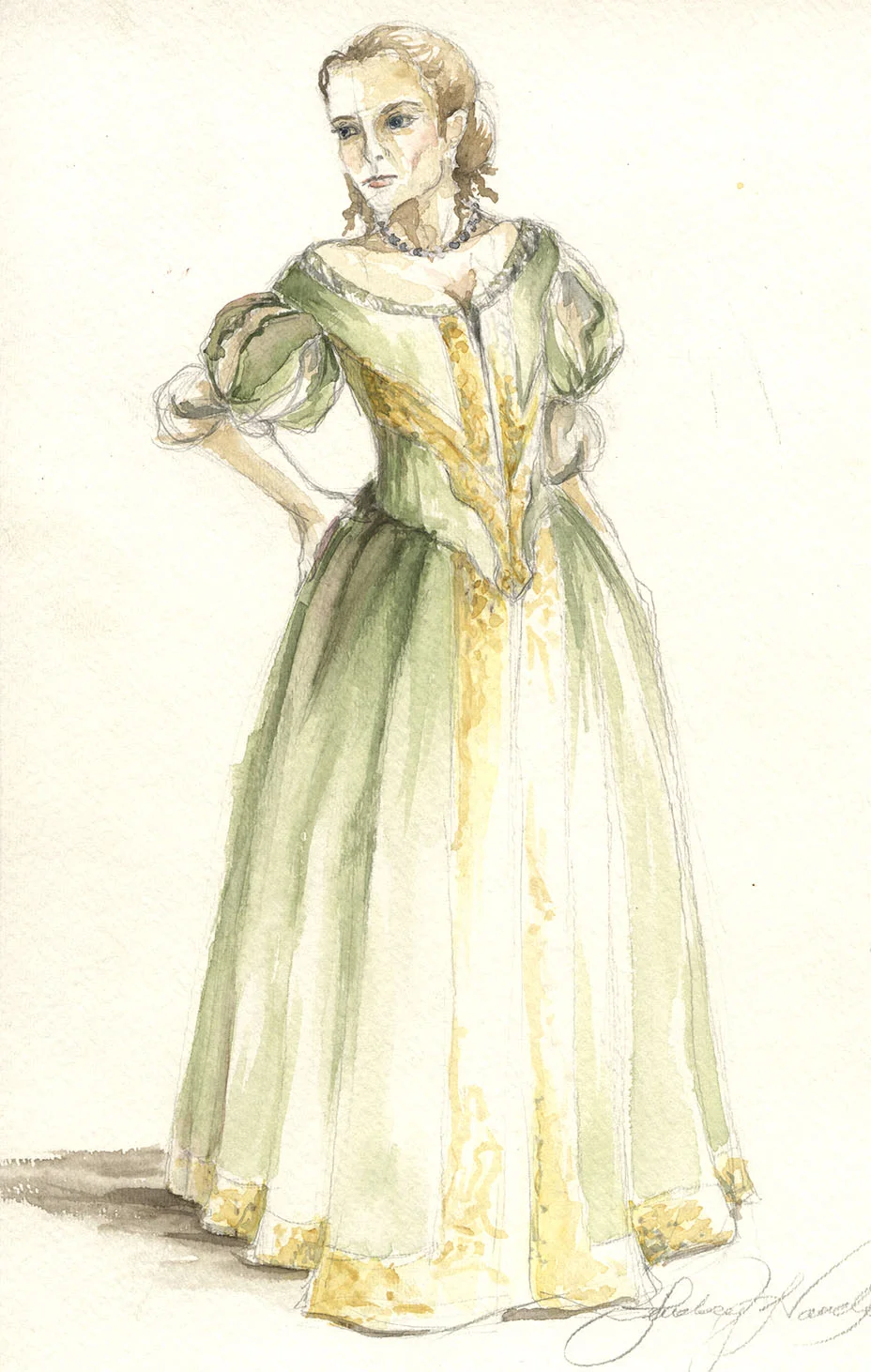 Conceptual design for Elmire in Tartuffe. Watercolor