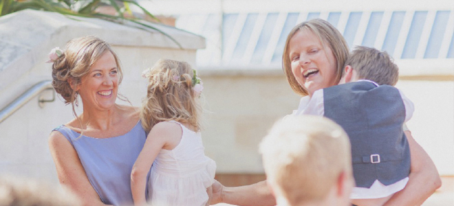 Non traditional walk down the isle, as kids suddenly get stage fright.