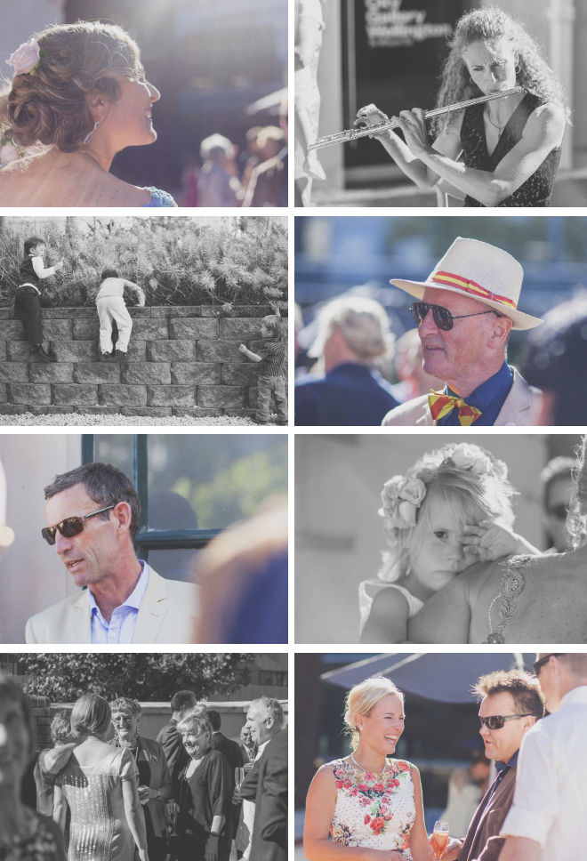 Candid, natural and light photos of wedding celebrators after the ceremony.