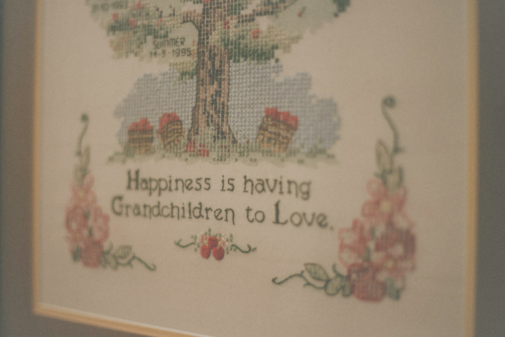Embroidery, art work " hapiness is..."