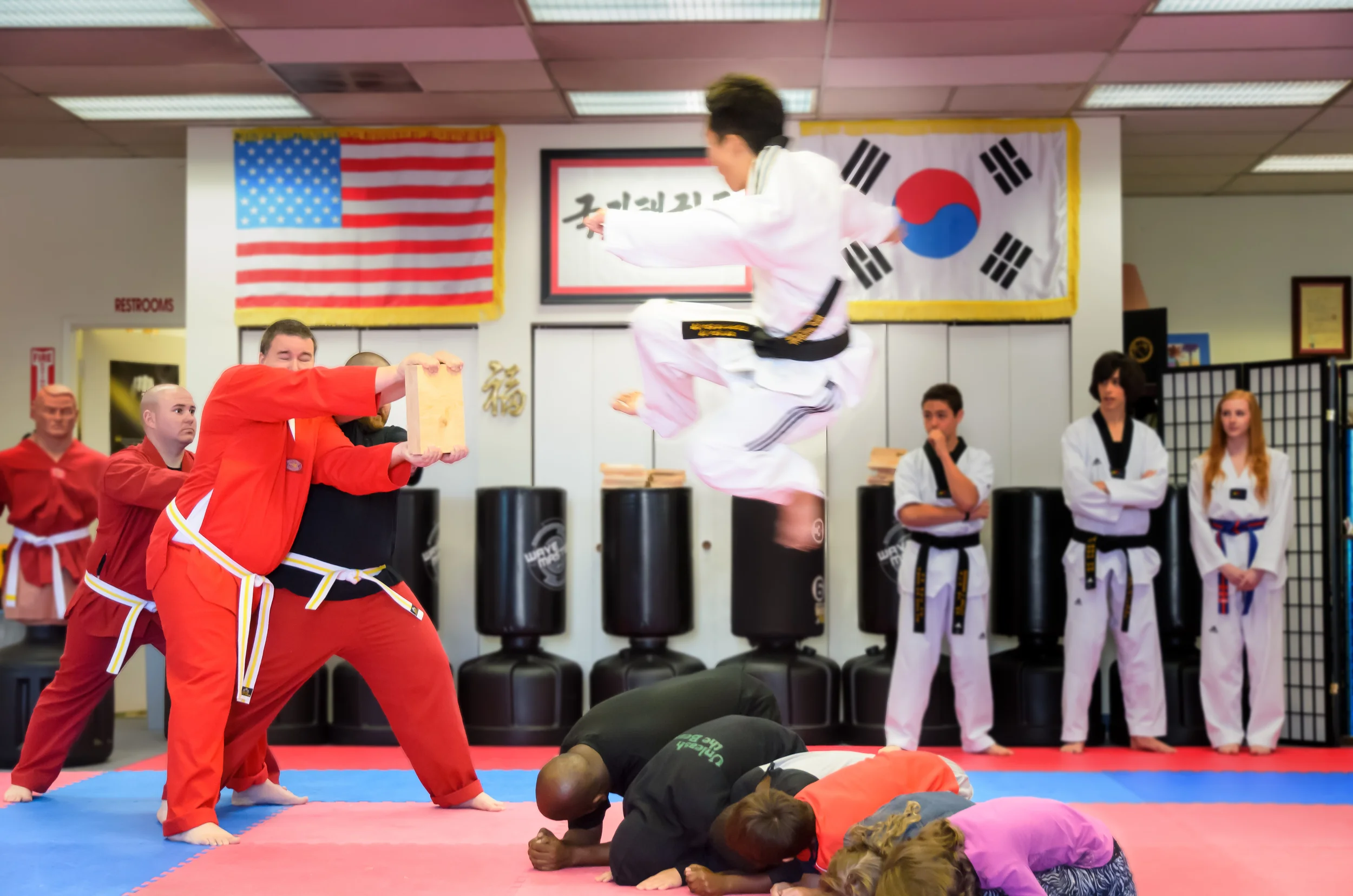 Marcus's famous flying jump side kick.