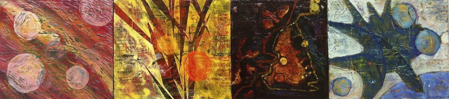 The Four Humors of Tinicum, 2012, polyptych, oil on wood panels. 60.7X14 cm. 