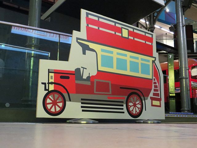Large-format B-type bus for London Transport Museum #londontransportmuseum #londonbus #btypebus #busillustration #chutneychorus #largeformatgraphics #largeformatprinting #exhibitiondesign