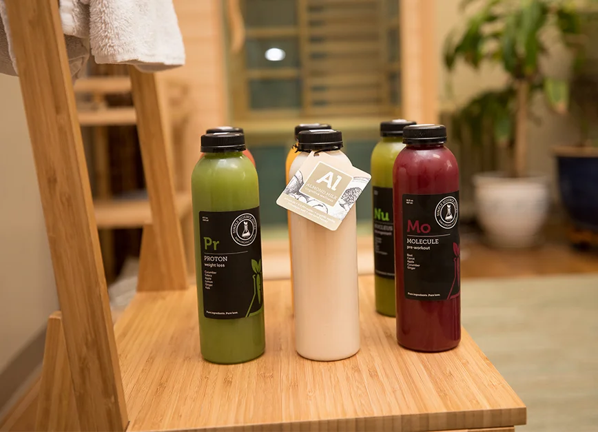 The "Simple Detox” cleanses your body of toxins by sitting in an infrared sauna and completing a juice fast. The juices are provided by Simple Science Juices.