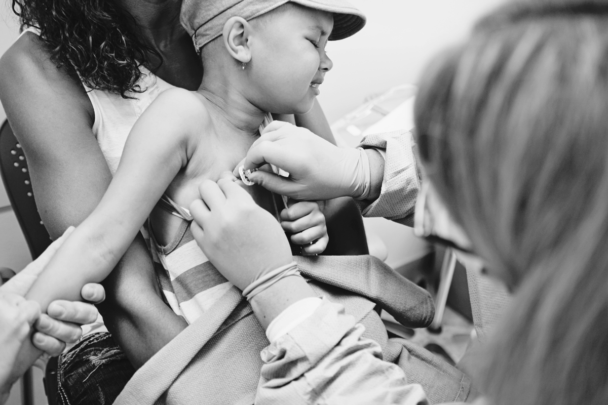 After months and months Desiray has a lot of trouble when they access her port for blood and to give her chemo. It's a lot to go through each week.