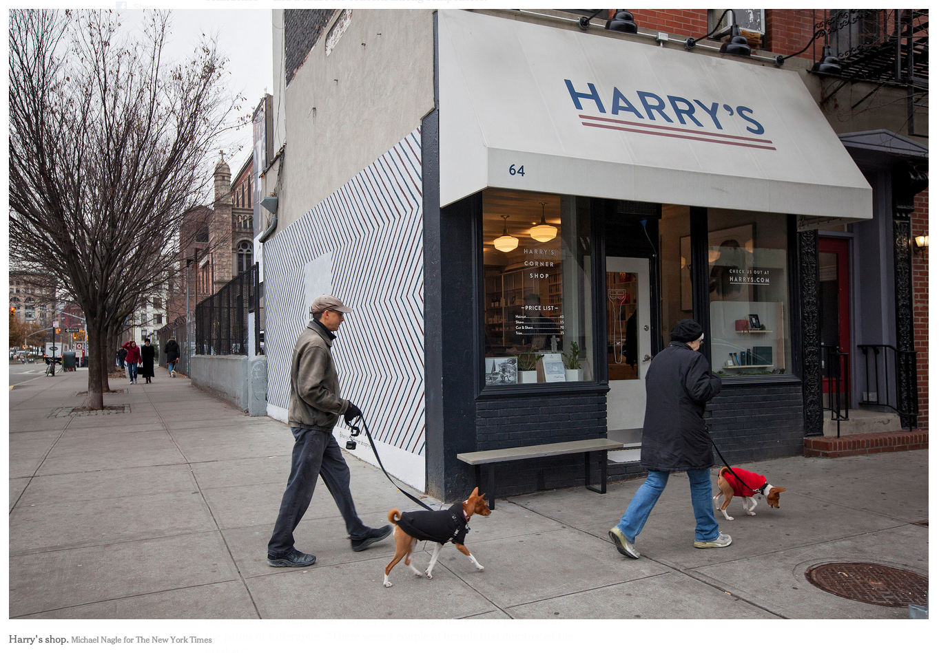 Fuji, Kepler & Johnstons appear as street decoration in New York Times article on Harry's .
