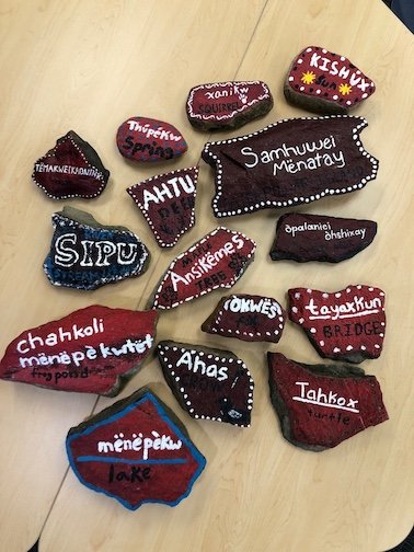 colored rocks with Lenape Theme