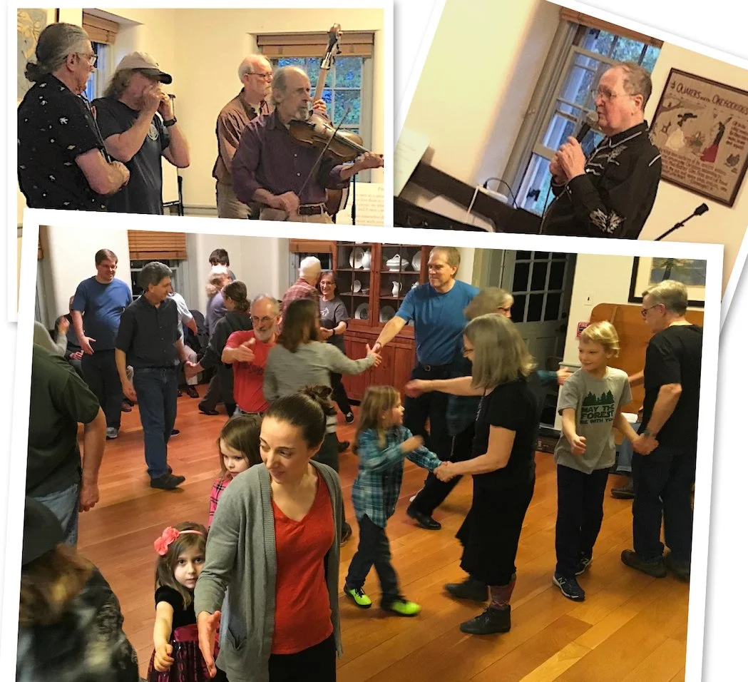 3 photos, caller, dancers,band