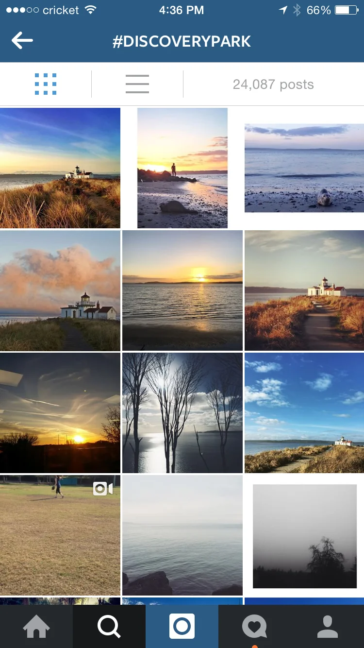 The range of photos of Discovery Park on Instagram