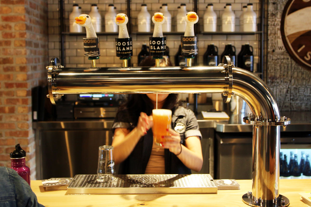   Goose Island's Fulton taproom opened to much fanfare in May. [Photo by Matt Tanaka for THR]  