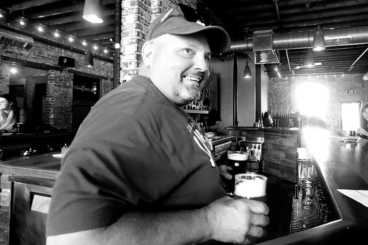   Brewer John Fahrer serves up pints in Omaha.  