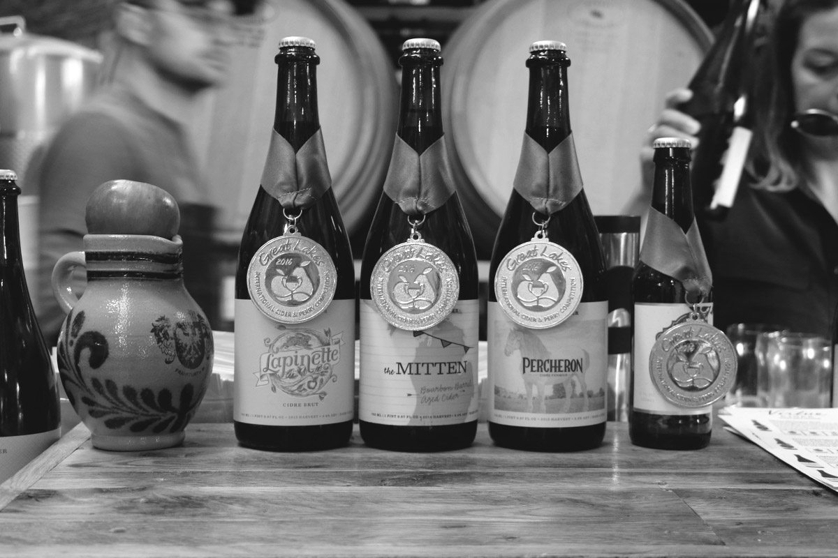  Several of Virtue's ciders have proven favorites around the Great Lakes, including  Lapinette, The Mitten, Percheron  &  Michigan Brut .  