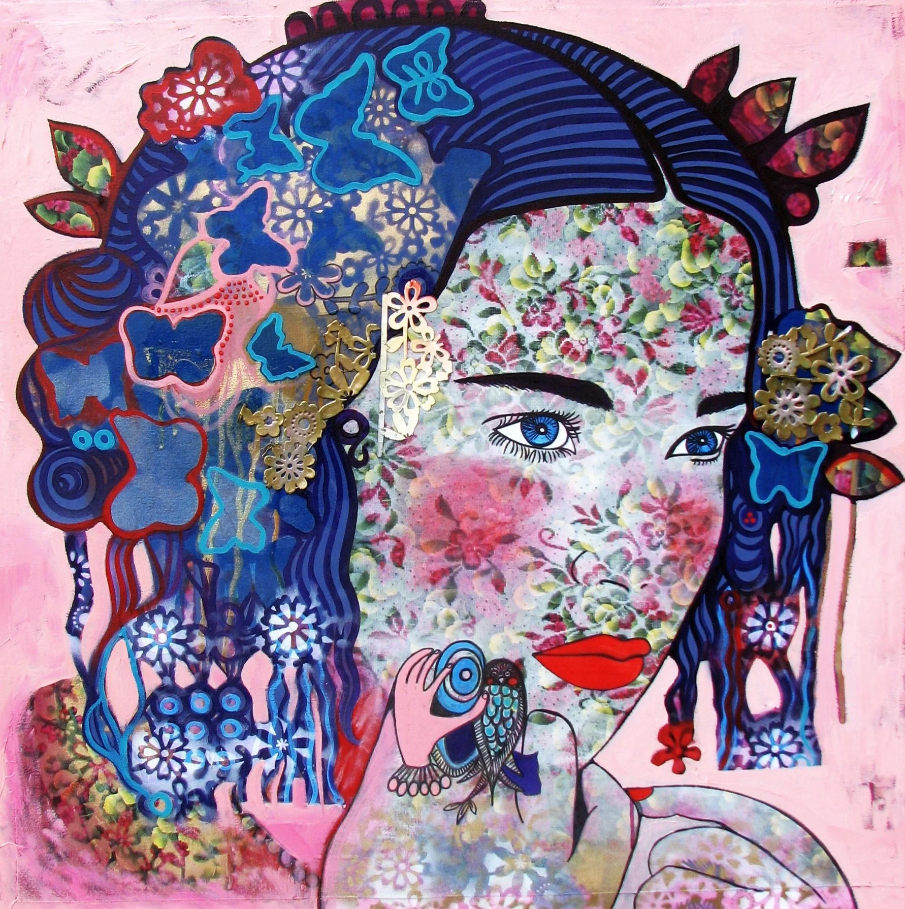 Geisha Girl with Butterfly Clips