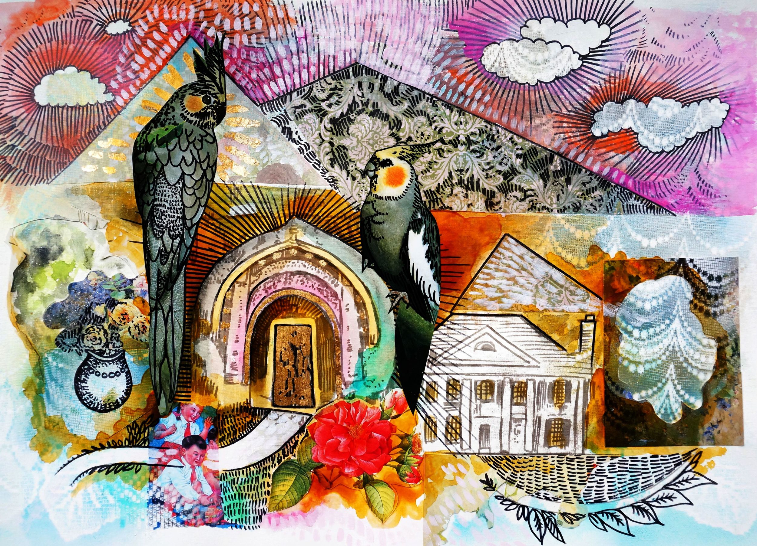 Hickey, S. 2014. The Castle. 42 x 59.4 cm, Mixed media on canvas paper.
