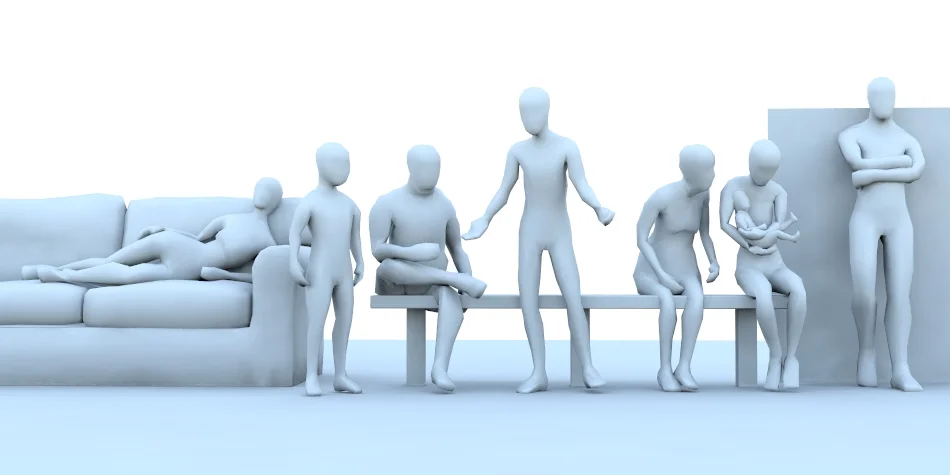Shot of some of the various character shapes used to create the character visualisations