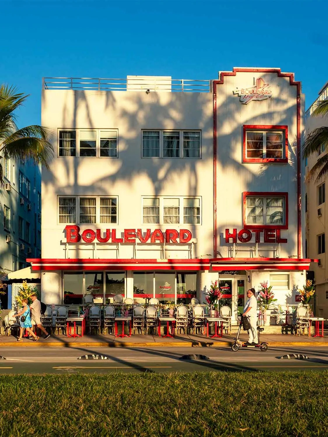 Boulevard Hotel South Beach Miami Art Deco architecture red neon sign Ocean Drive historic hotel