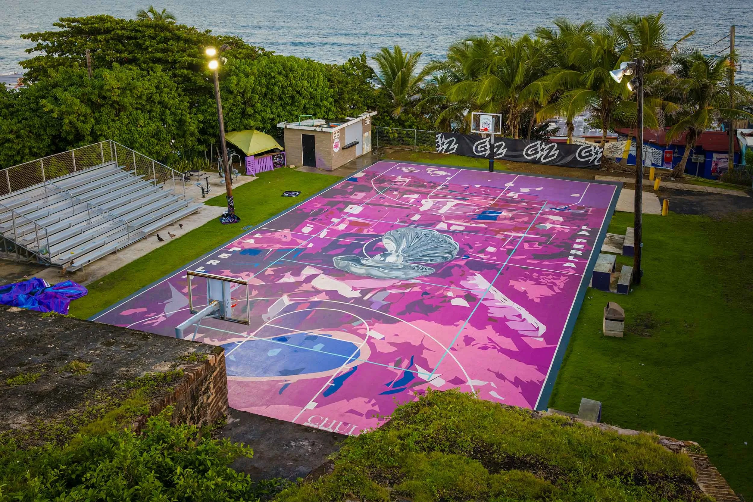 Colorful basketball court in barrio Perla in Old San Juan Puerto Rico