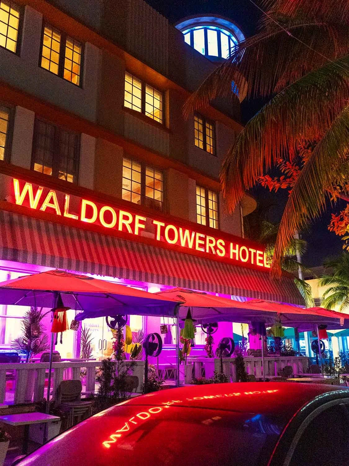 Waldorf Towers, an art deco hotel on Ocean Drive in South Beach