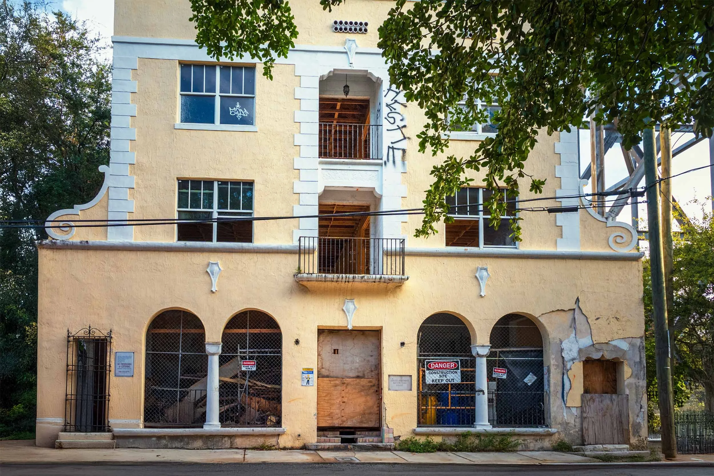 Restoration work on a historic apartment building in the district