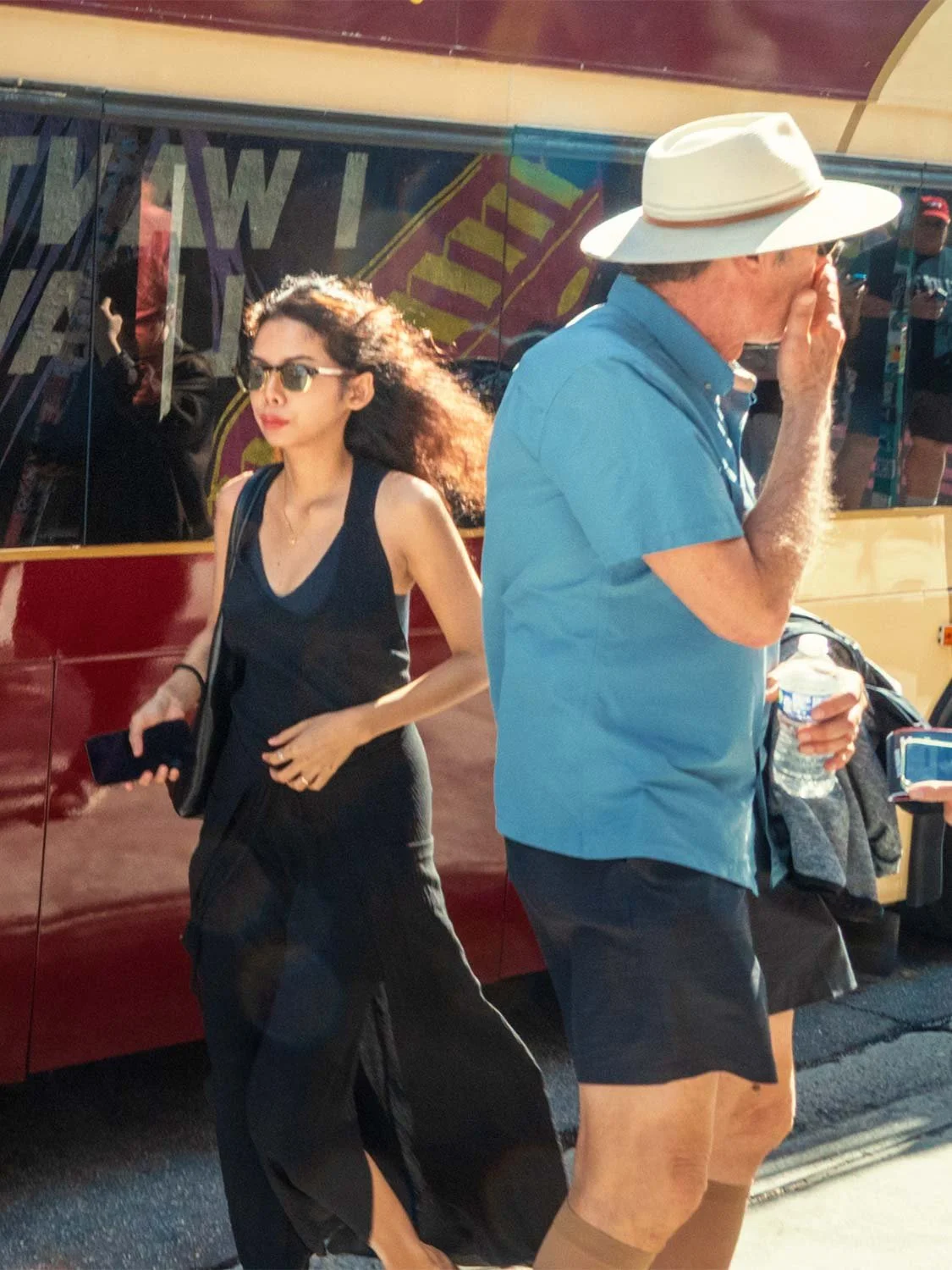 Wynwood Miami street photography tourists colorful bus urban fashion black dress sunglasses outdoor