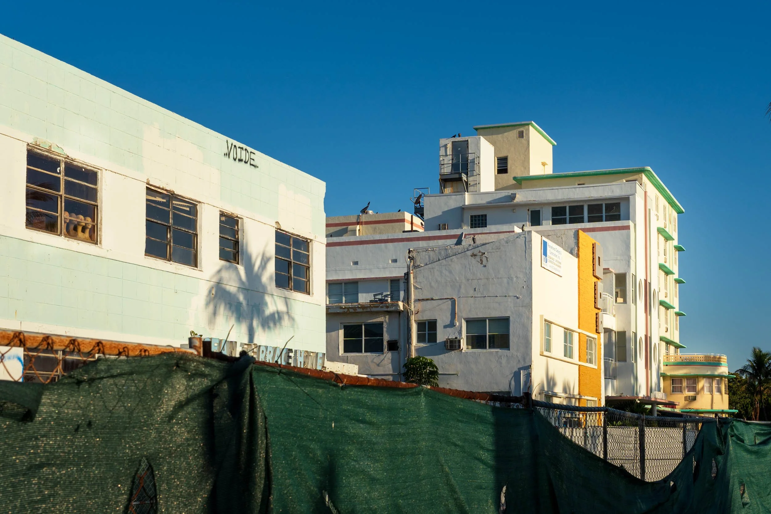 Streetscape view of Ocean Terrace showing 7410, Ocean Way Hotel, and Ocean Surf ahead of redevelopment, North Beach